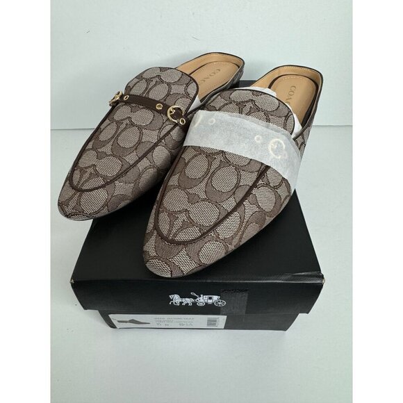 Coach Irene Jacquard Mules in Oak Maple Signature Backless Slipper Shoe Size 11 - Picture 2 of 6